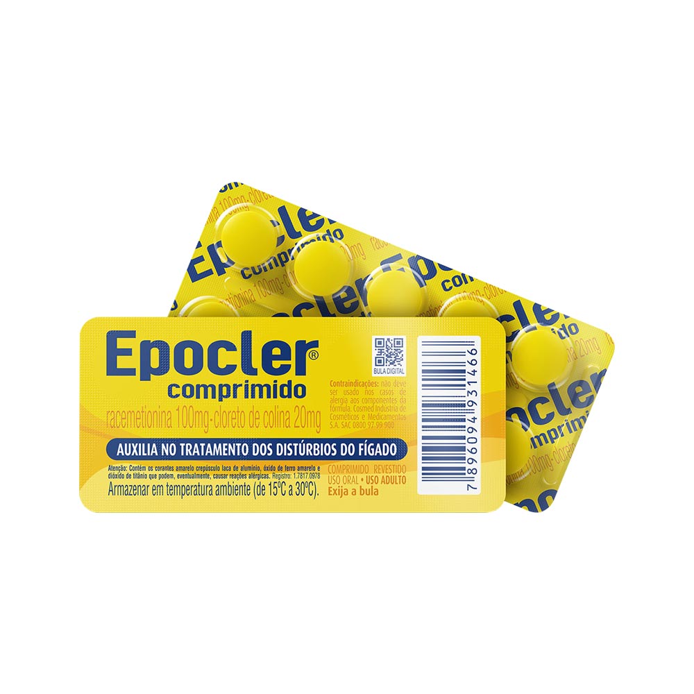 Epocler Racemetionina 100mg + Cloreto De Colina 20mg Com 10 Comprimidos  Revestidos